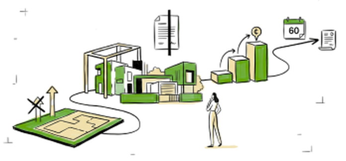Illustration of land, construction and milestone-linked repayment